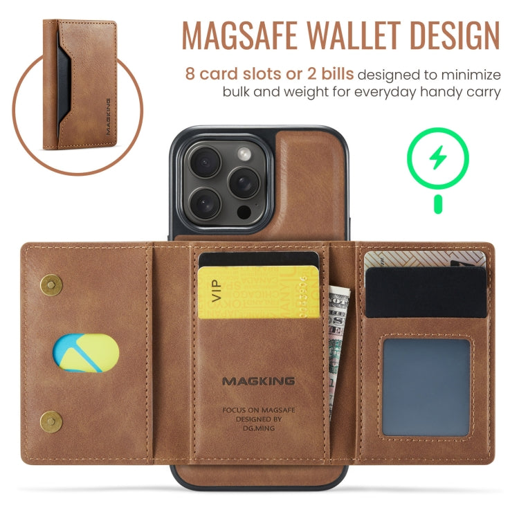 For iPhone 13 Pro Max MAGKING K2 Series MagSafe RFID Card Bag Detachable Phone Case(Brown) - iPhone 13 Pro Max Cases by MAGKING | Online Shopping UK | buy2fix