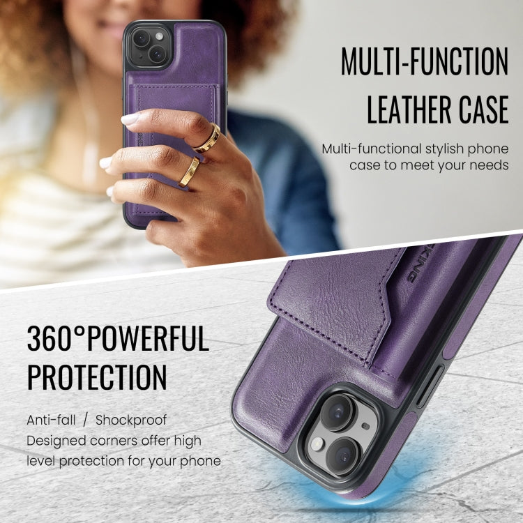 For iPhone 14 Plus MAGKING K2 Series MagSafe RFID Card Bag Detachable Phone Case(Purple) by MAGKING
