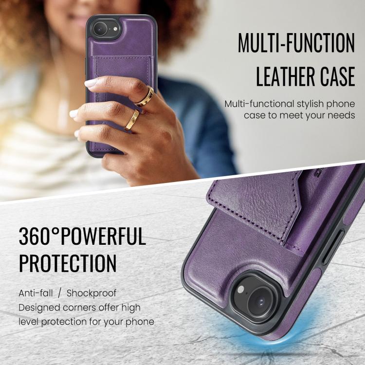 For iPhone 16e MAGKING K2 Series MagSafe RFID Card Bag Detachable Phone Case(Purple) - iPhone 16e Cases by MAGKING | Online Shopping UK | buy2fix