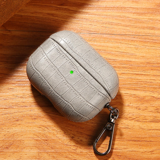 For AirPods 4 Crocodile Texture Earphone Protective Case(Grey) by buy2fix