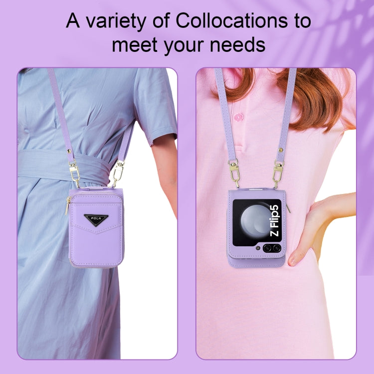 For Samsung Galaxy Z Flip5 POLA Multi-Card Slots Zipper Wallet Phone Case(Purple) - Galaxy Z Flip5 Cases by POLA | Online Shopping UK | buy2fix