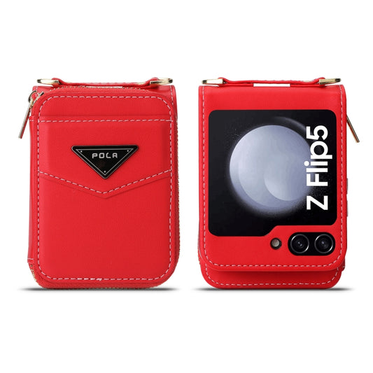 For Samsung Galaxy Z Flip5 POLA Multi-Card Slots Zipper Wallet Phone Case(Red) - Galaxy Z Flip5 Cases by POLA | Online Shopping UK | buy2fix