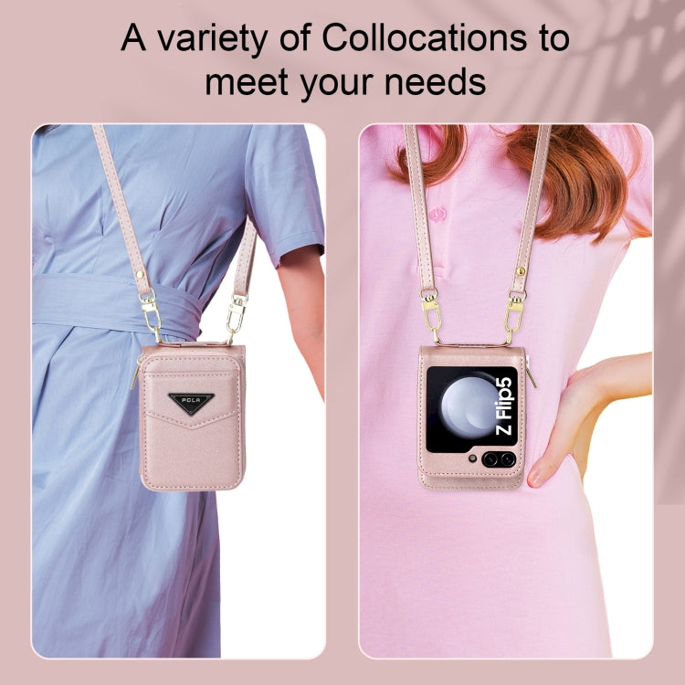 For Samsung Galaxy Z Flip5 POLA Multi-Card Slots Zipper Wallet Phone Case(Pink) - Galaxy Z Flip5 Cases by POLA | Online Shopping UK | buy2fix