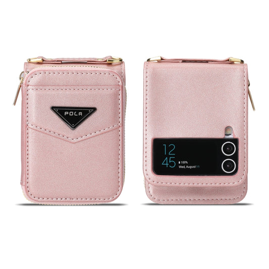 For Samsung Galaxy Z Flip3 5G POLA Multi-Card Slots Zipper Wallet Phone Case(Pink) - Galaxy Phone Cases by POLA | Online Shopping UK | buy2fix