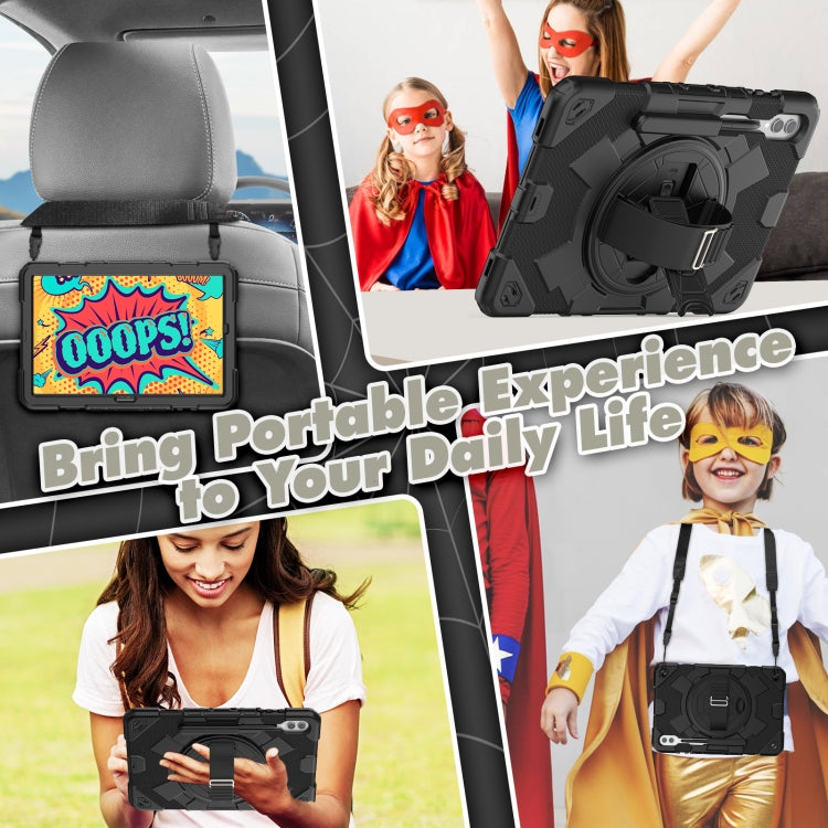 For Samsung Galaxy Tab S10+ / S9+ / S9 FE+ Spider Hand Grip Turntable Stand Tablet Case(Black) by buy2fix