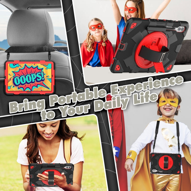 For Samsung Galaxy Tab S10+ / S9+ / S9 FE+ Spider Hand Grip Turntable Stand Tablet Case(Black Red) by buy2fix