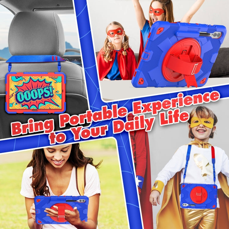 For Samsung Galaxy Tab S10+ / S9+ / S9 FE+ Spider Hand Grip Turntable Stand Tablet Case(Red Blue) by buy2fix