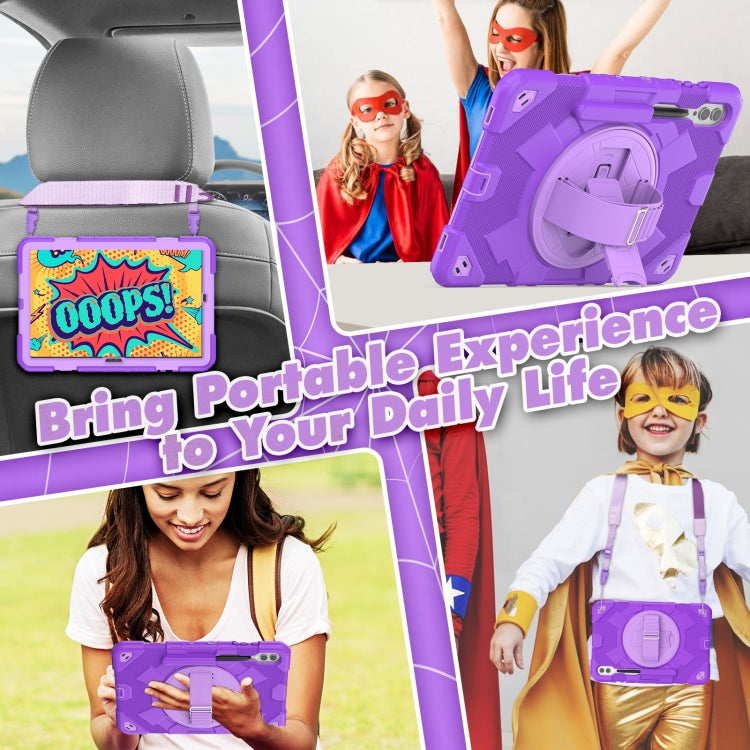 For Samsung Galaxy Tab S10+ / S9+ / S9 FE+ Spider Hand Grip Turntable Stand Tablet Case(Purple) by buy2fix