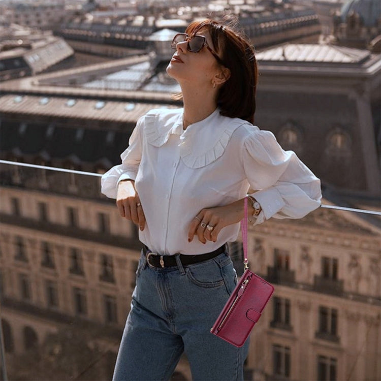 For Boost Mobile Celero 5G 2024 / Celero 3 Multi-Card Slots Zipper Wallet Leather Phone Case(Dark Red) by buy2fix