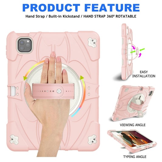 For iPad Pro 11 2022 / Air 10.9 2022 Bat Hand Grip Turntable Stand Tablet Case(Pink White) by buy2fix