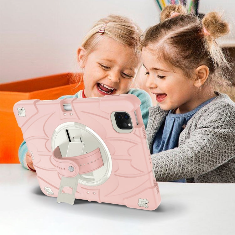 For iPad Pro 11 2022 / Air 10.9 2022 Bat Hand Grip Turntable Stand Tablet Case(Pink White) by buy2fix