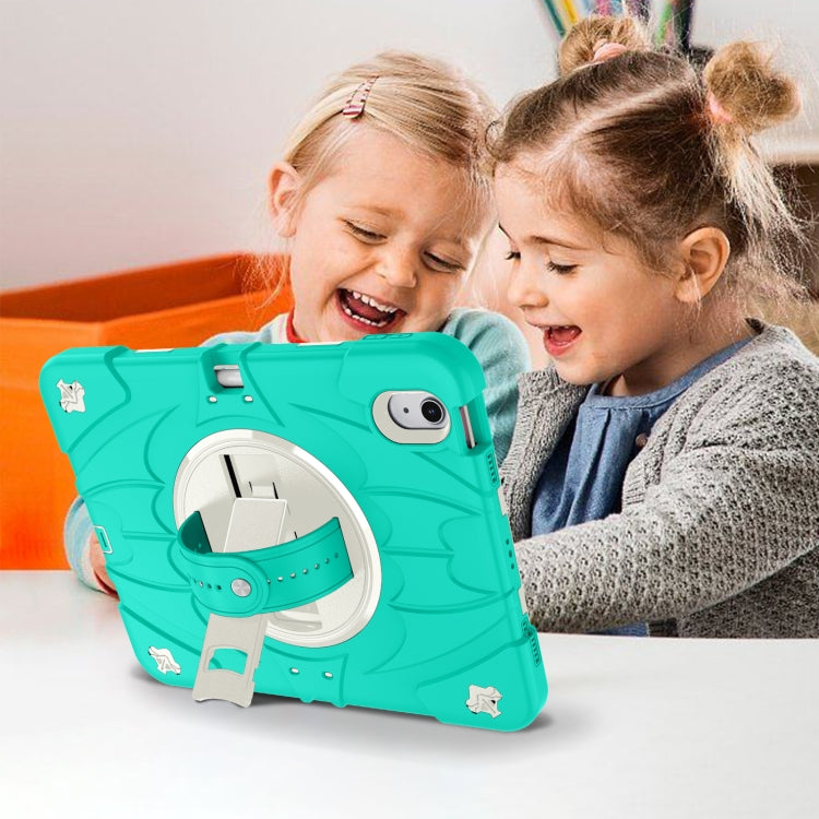 For iPad Air 11 2025 / 2024 Bat Hand Grip Turntable Stand Tablet Case(Mint Green White) by buy2fix