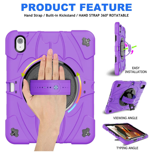 For iPad Air 11 2025 / 2024 Bat Hand Grip Turntable Stand Tablet Case(Purple Black) by buy2fix