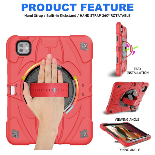 For iPad Pro 11 2025 / 2024 Bat Hand Grip Turntable Stand Tablet Case(Red Black) by buy2fix