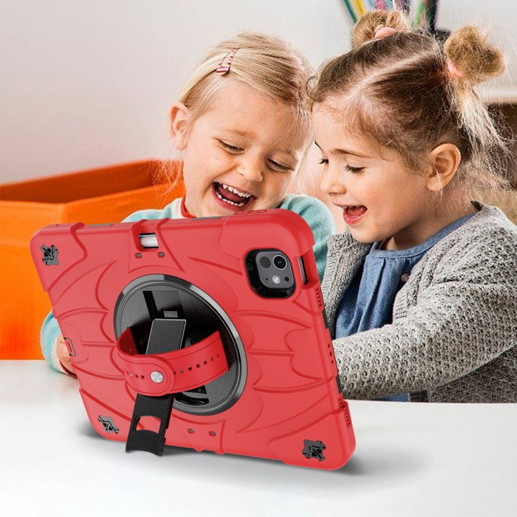 For iPad Pro 11 2025 / 2024 Bat Hand Grip Turntable Stand Tablet Case(Red Black) by buy2fix
