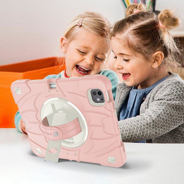 For iPad Pro 11 2025 / 2024 Bat Hand Grip Turntable Stand Tablet Case(Pink White) by buy2fix