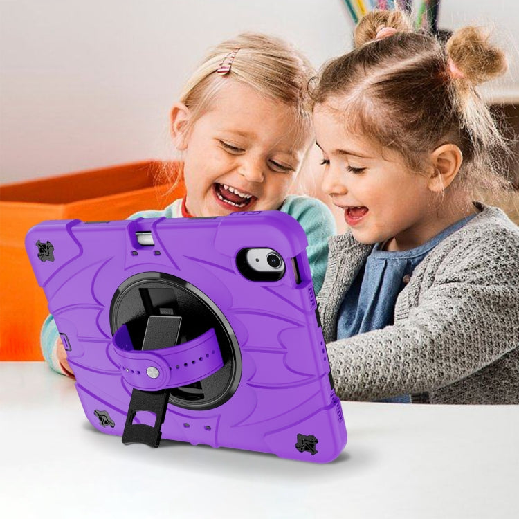 For iPad 2025 / 2022 Bat Hand Grip Turntable Stand Tablet Case(Purple Black) by buy2fix