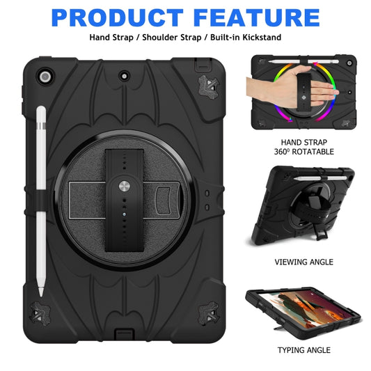 For iPad 10.2 2021 / 2020 / 2019 Bat Hand Grip Turntable Stand Tablet Case(Black) by buy2fix