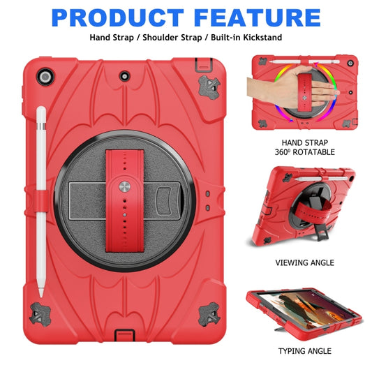 For iPad 10.2 2021 / 2020 / 2019 Bat Hand Grip Turntable Stand Tablet Case(Red Black) by buy2fix