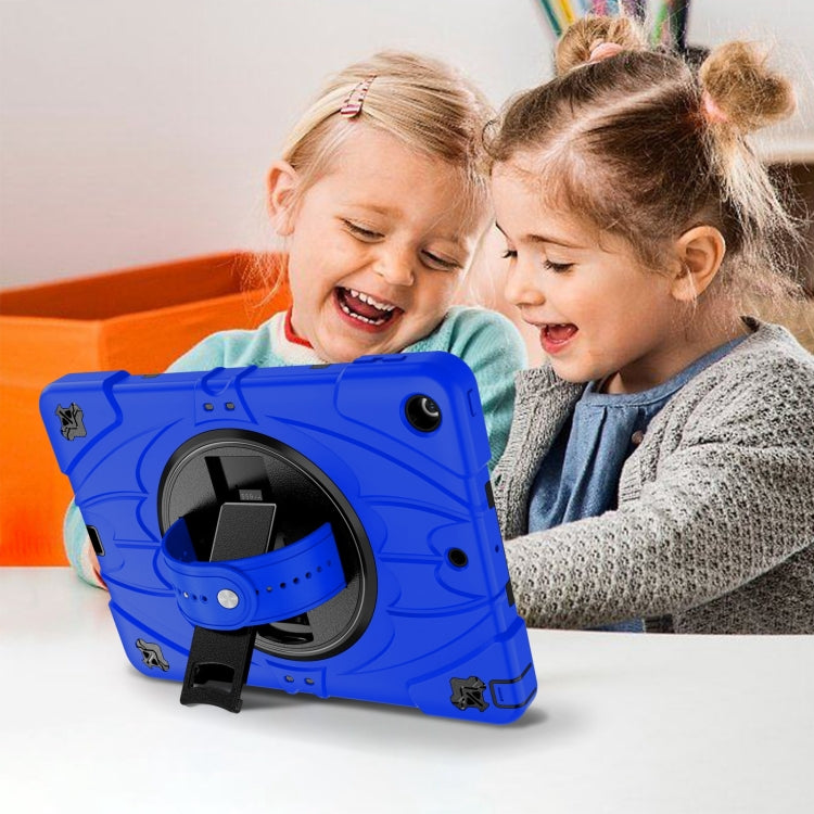 For iPad 9.7 2018 / 2017 / Air 2 Bat Hand Grip Turntable Stand Tablet Case(Blue Black) by buy2fix