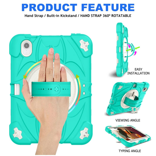 For iPad mini 6 / mini 2024 Bat Hand Grip Turntable Stand Tablet Case(Mint Green White) by buy2fix