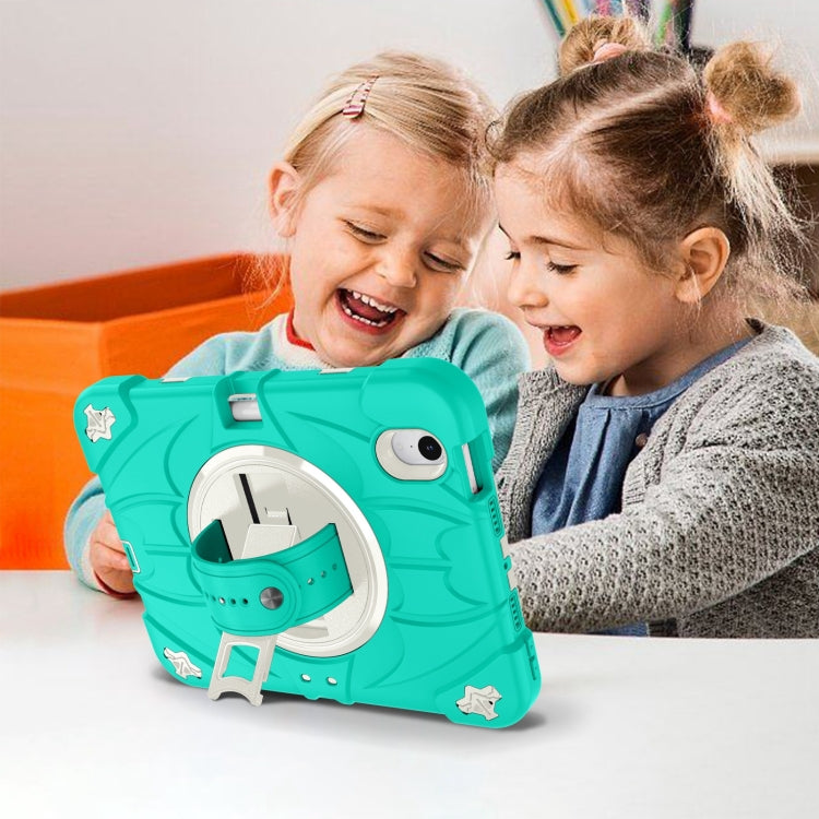 For iPad mini 6 / mini 2024 Bat Hand Grip Turntable Stand Tablet Case(Mint Green White) by buy2fix