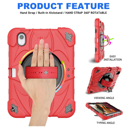 For iPad mini 6 / mini 2024 Bat Hand Grip Turntable Stand Tablet Case(Red Black) by buy2fix