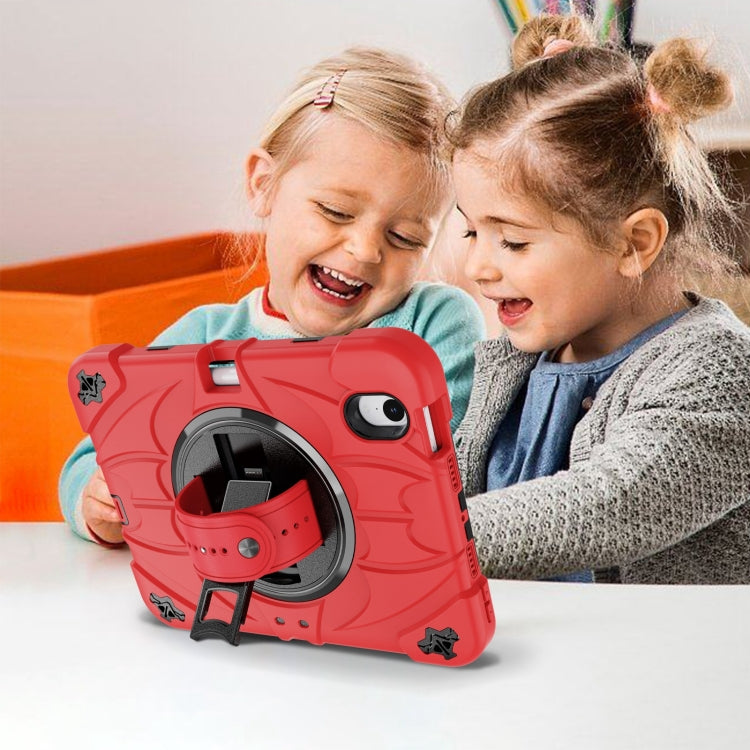 For iPad mini 6 / mini 2024 Bat Hand Grip Turntable Stand Tablet Case(Red Black) by buy2fix