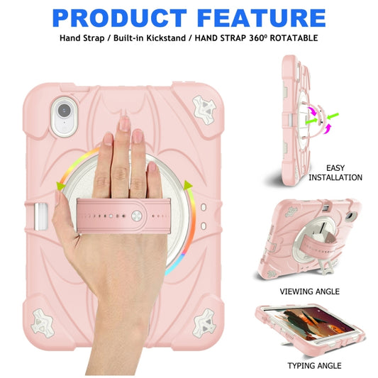 For iPad mini 6 / mini 2024 Bat Hand Grip Turntable Stand Tablet Case(Pink White) by buy2fix