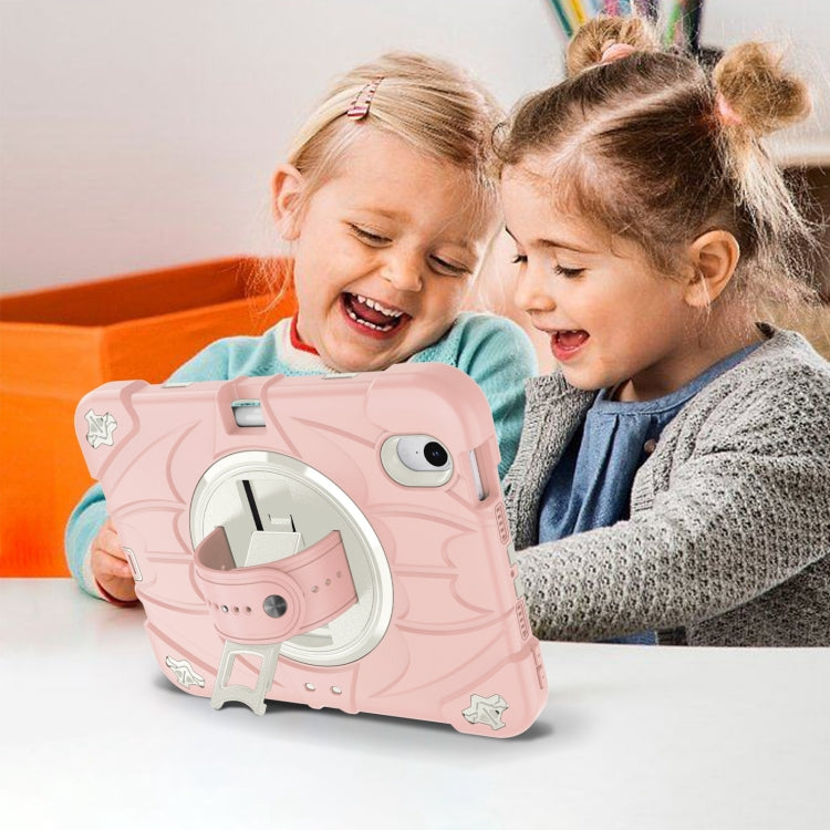 For iPad mini 6 / mini 2024 Bat Hand Grip Turntable Stand Tablet Case(Pink White) by buy2fix