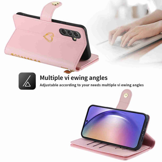 For Samsung Galaxy A54 POLA Love Multi-Card Slots Zipper Wallet Leather Phone Case(Pink) - Galaxy Phone Cases by POLA | Online Shopping UK | buy2fix