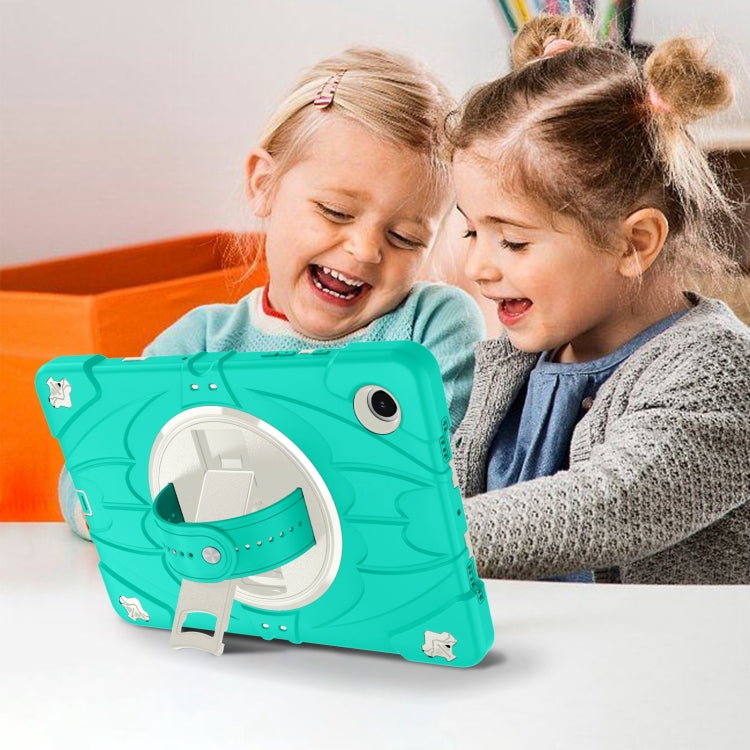 For Samsung Galaxy Tab A8 Bat Hand Grip Turntable Stand Tablet Case(Mint Green White) by buy2fix