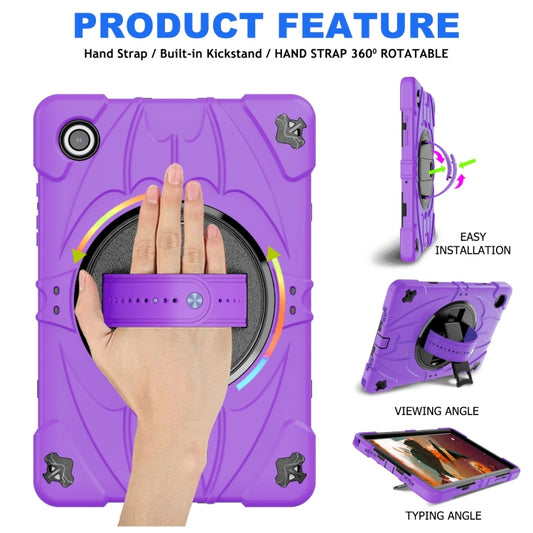 For Samsung Galaxy Tab A8 Bat Hand Grip Turntable Stand Tablet Case(Purple Black) by buy2fix