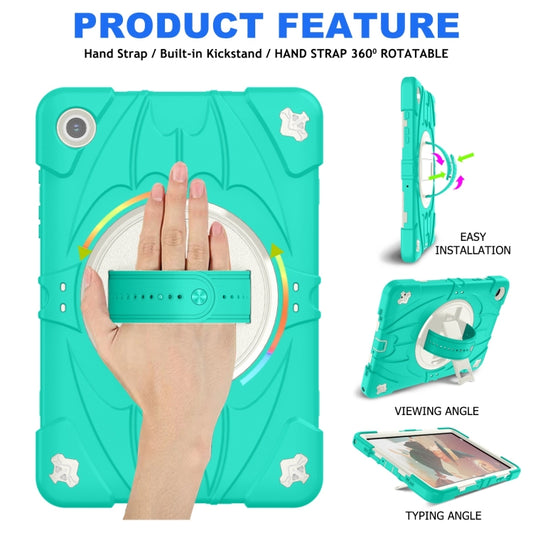 For Samsung Galaxy Tab A9+ Bat Hand Grip Turntable Stand Tablet Case(Mint Green White) by buy2fix