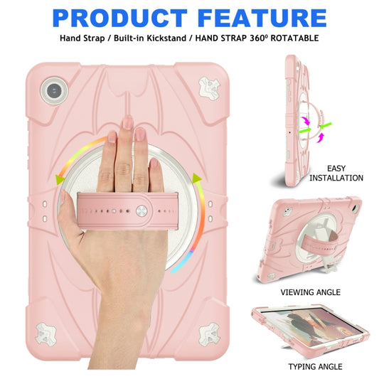 For Samsung Galaxy Tab A9+ Bat Hand Grip Turntable Stand Tablet Case(Pink White) by buy2fix