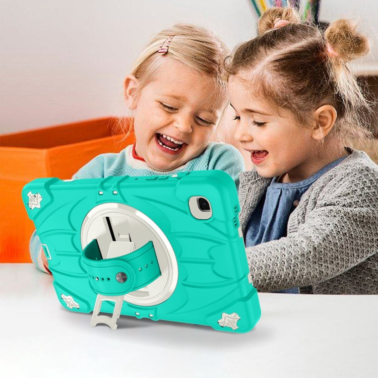 For Samsung Galaxy Tab A7 Lite Bat Hand Grip Turntable Stand Tablet Case(Mint Green White) by buy2fix