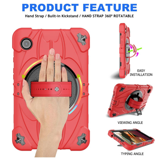 For Samsung Galaxy Tab A9 Bat Hand Grip Turntable Stand Tablet Case(Red Black) by buy2fix