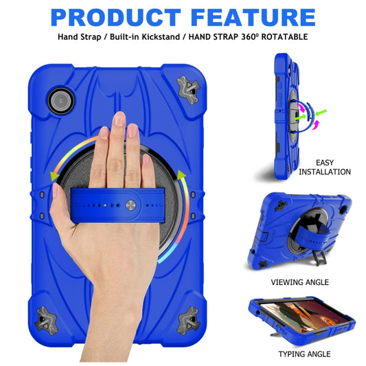 For Samsung Galaxy Tab A9 Bat Hand Grip Turntable Stand Tablet Case(Blue Black) by buy2fix