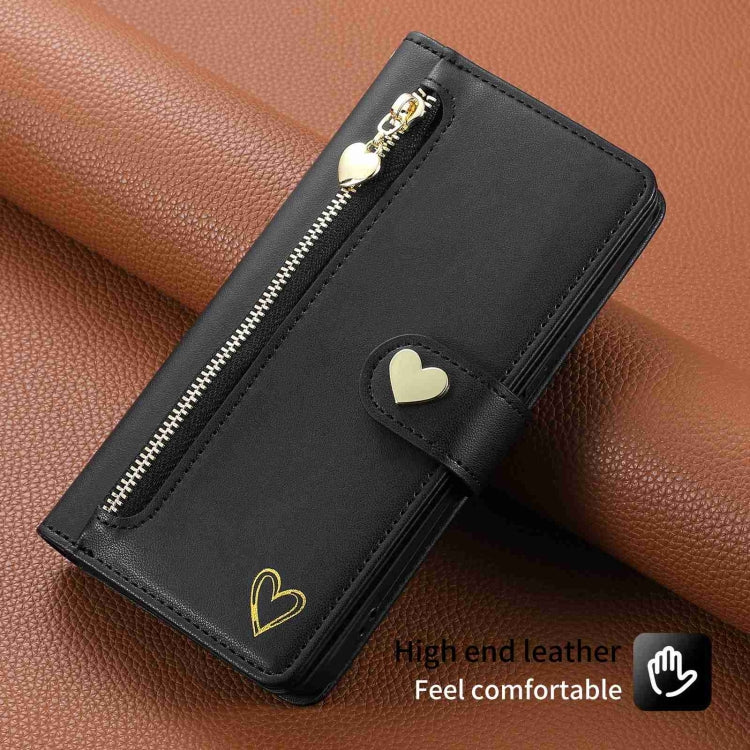 For iPhone 15 Pro Max POLA Love Multi-Card Slots Zipper Wallet Leather Phone Case(Black) - iPhone 15 Pro Max Cases by POLA | Online Shopping UK | buy2fix