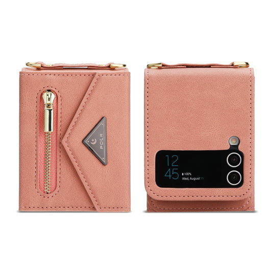 For Samsung Galaxy Z Flip3 POLA Skin Feel Multi-Card Slots Zipper Wallet Phone Case(Rose Gold) - Galaxy Phone Cases by POLA | Online Shopping UK | buy2fix