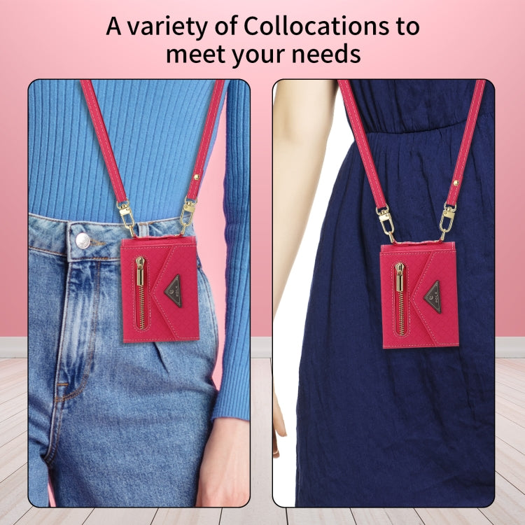 For Samsung Galaxy Z Flip4 POLA Grid Texture Multi-Card Slots Zipper Wallet Phone Case(Rose Red) - Galaxy Z Flip4 5G Cases by POLA | Online Shopping UK | buy2fix