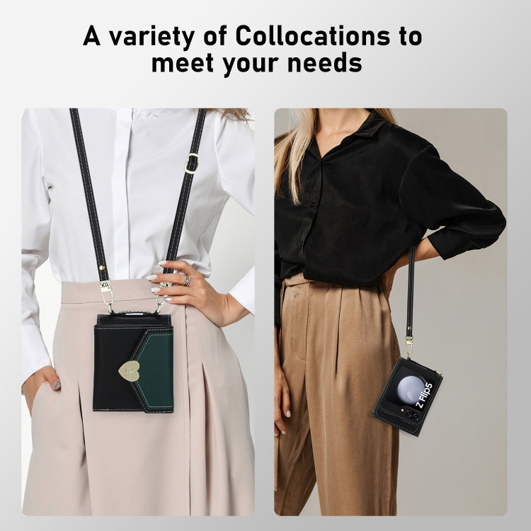 For Samsung Galaxy Z Flip5 POLA Color Block Love Buckle Multi-Card Slots Wallet Phone Case(Black) - Galaxy Z Flip5 Cases by POLA | Online Shopping UK | buy2fix