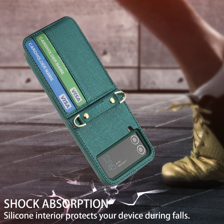 For Samsung Galaxy Z Flip4 POLA Light Luxury Card Slots Leather Phone Case(Green) - Galaxy Z Flip4 5G Cases by POLA | Online Shopping UK | buy2fix