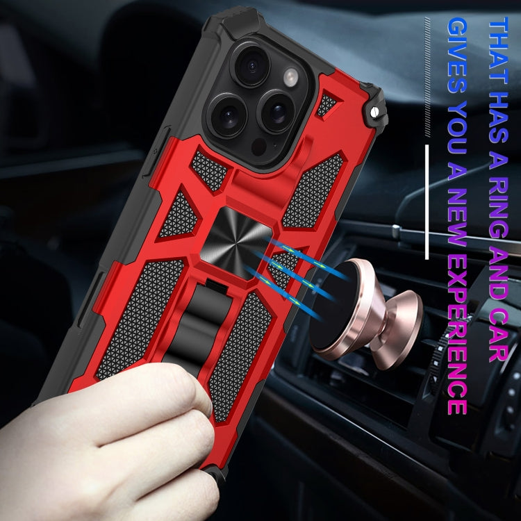 For iPhone 16 Pro Max Armor Shockproof TPU + PC Magnetic Phone Case with Holder(Red) by buy2fix