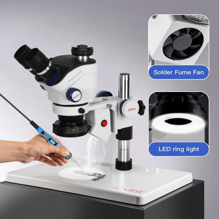 Kaisi TX-350E Ver1.3 7X-50X Zoom Trinocular Stereo Microscope with Big Base & 4K Camera by Kaisi