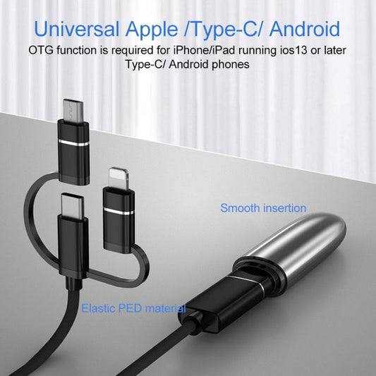 3 in 1 USB Female to Micro USB, Type-C, 8 Pin Male OTG Adapter(Black) by buy2fix