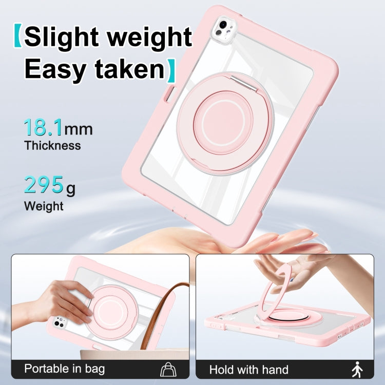 For iPad Pro 11 2024 Crystal Armor PC Hybrid TPU Tablet Case with Pen Slot(Pink) - iPad Pro 11 2024 Cases by buy2fix | Online Shopping UK | buy2fix