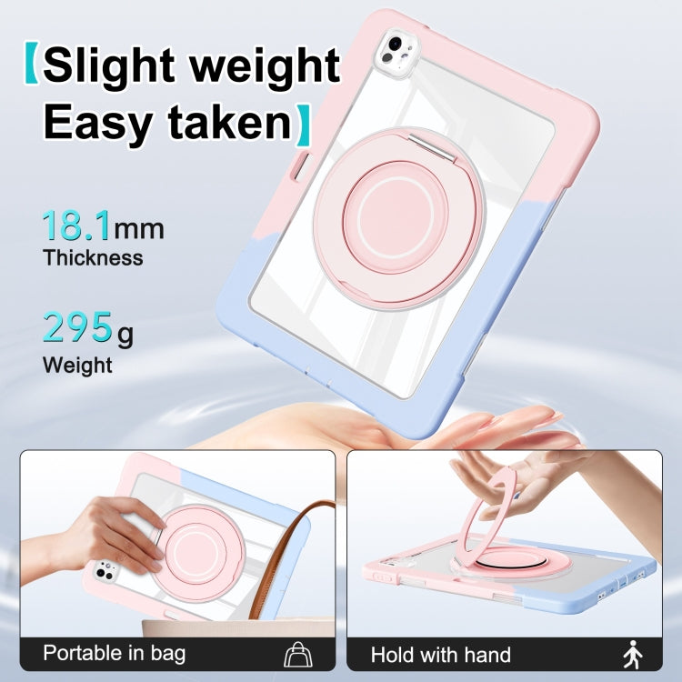 For iPad Pro 11 2025 / 2024 Crystal Armor PC Hybrid TPU Tablet Case with Pen Slot(Blue Pink) by buy2fix