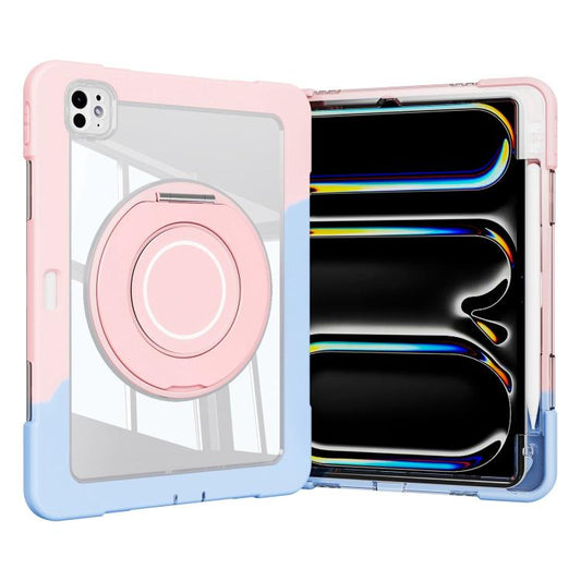 For iPad Pro 13 2024 Crystal Armor PC Hybrid TPU Tablet Case with Pen Slot(Blue Pink) - iPad Pro 13 2024 Cases by buy2fix | Online Shopping UK | buy2fix