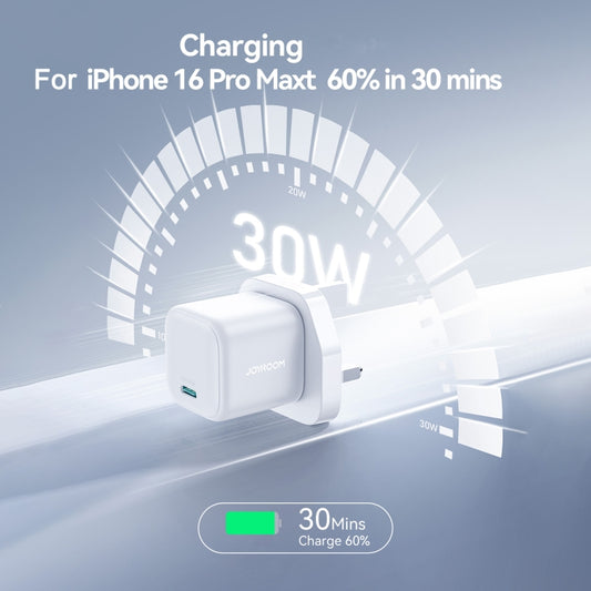 JOYROOM JR-TCG15 30W GaN USB-C / Type-C Port Mini Charger, Plug:UK Plug(White) by JOYROOM